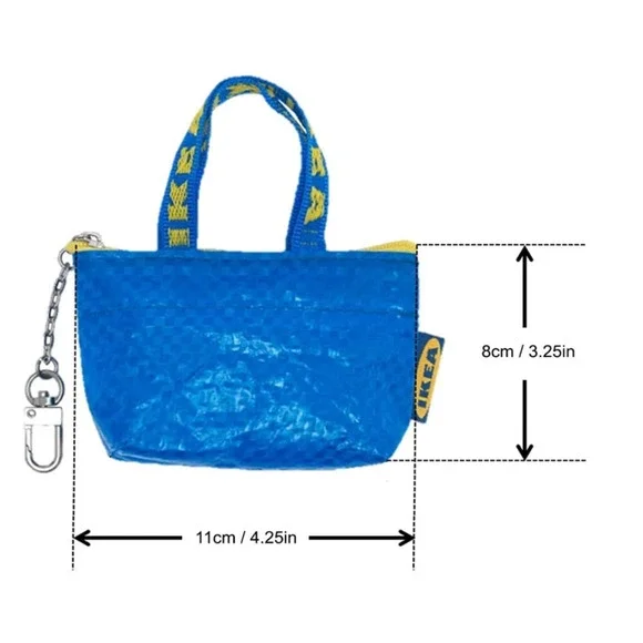 IKEA Knölig Zipper Coin Novelty Mini Shopper Blue Bag Key Chain Airpods Holder - Picture 5 of 5
